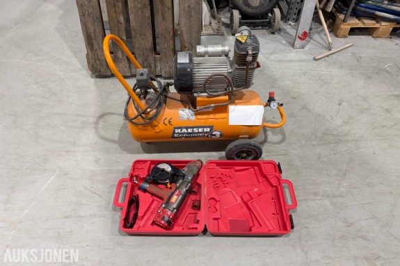 2002 Kaeser Economy ECO 3/40 kompressor og MAX HN120 spikerpistol - 10 bar - 150 l/min - 230 V - koffert til spikerpistol