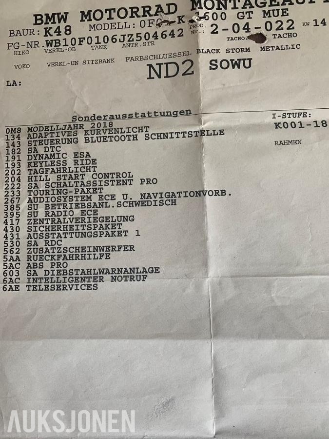 2018 BMW K1600GT Kun 25 929 km – PPF-beskyttelsesfolie