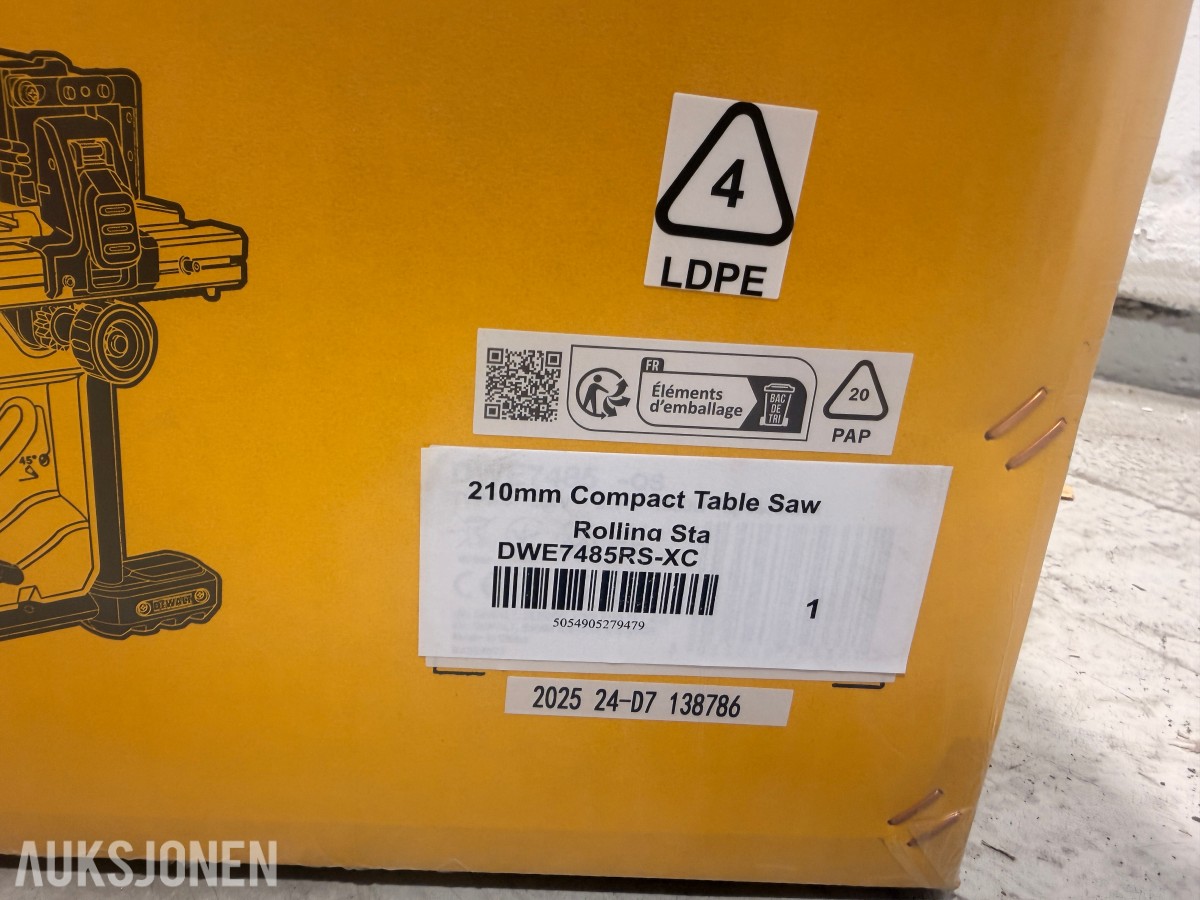 DEWALT DWE7485RS-XC 210 mm bordsag med DE7400 stativ