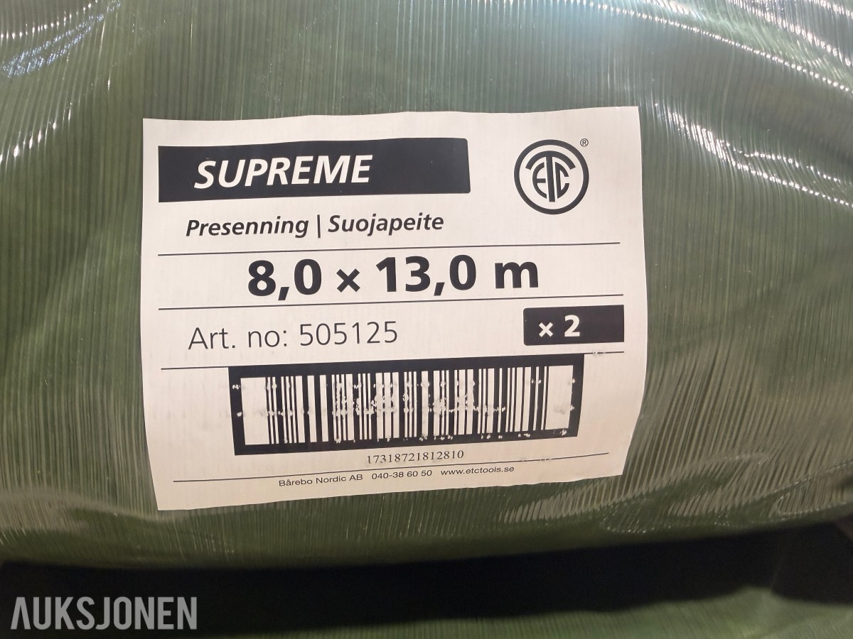 10 stk ETC Supreme 8 × 13 m presenning 90 g/m²