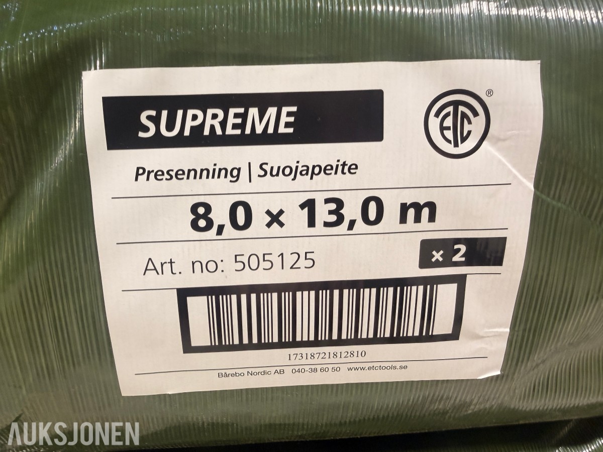 10 stk ETC Supreme 8 × 13 m presenning 90 g/m²