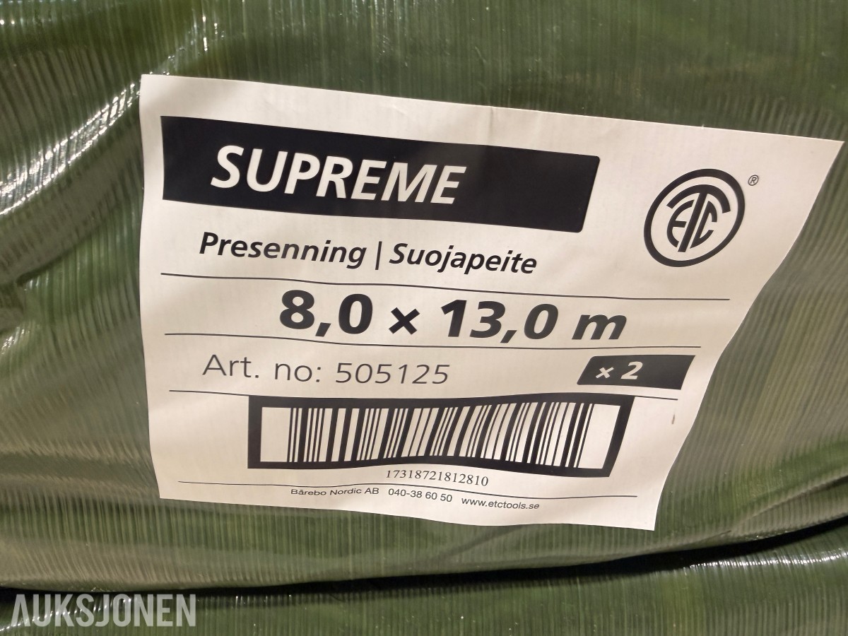 10 stk ETC Supreme 8 × 13 m presenning 90 g/m²