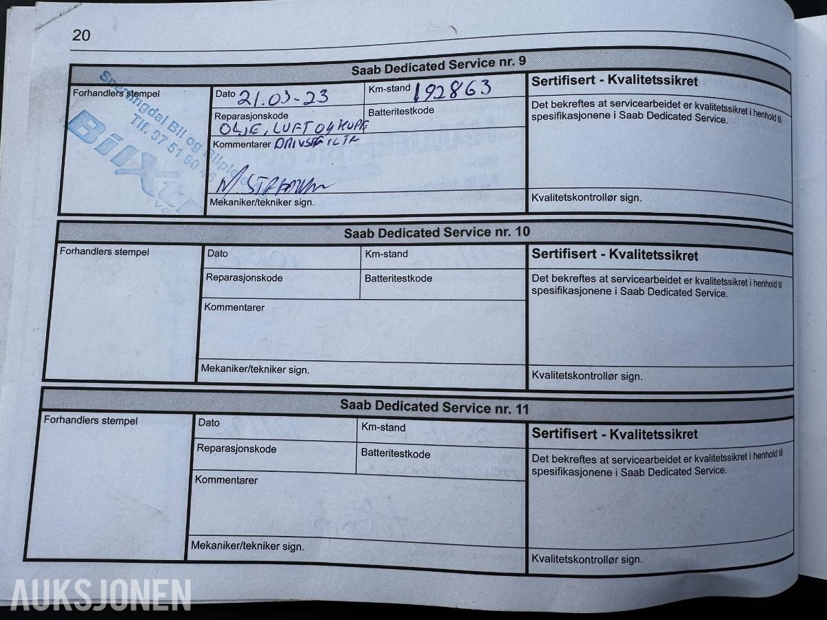2002 SAAB 9-3 SE FLOTT EKSEMPLAR SOLTAK HENGERFESTE CRUISE