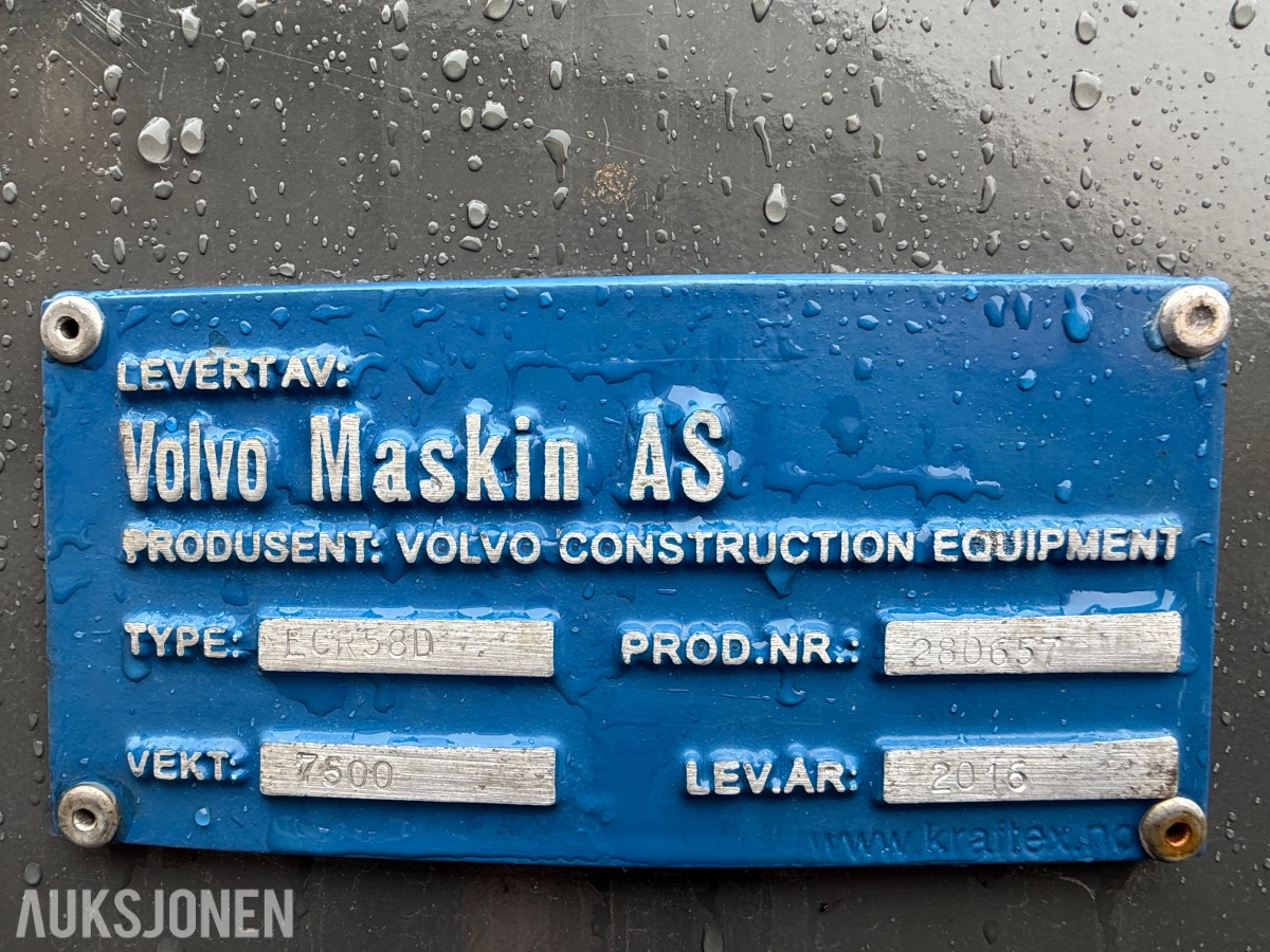 2015 Volvo ECR58D / Rail/skinnegående / Rototilt / Bæreskuffe + 3x skuffer
