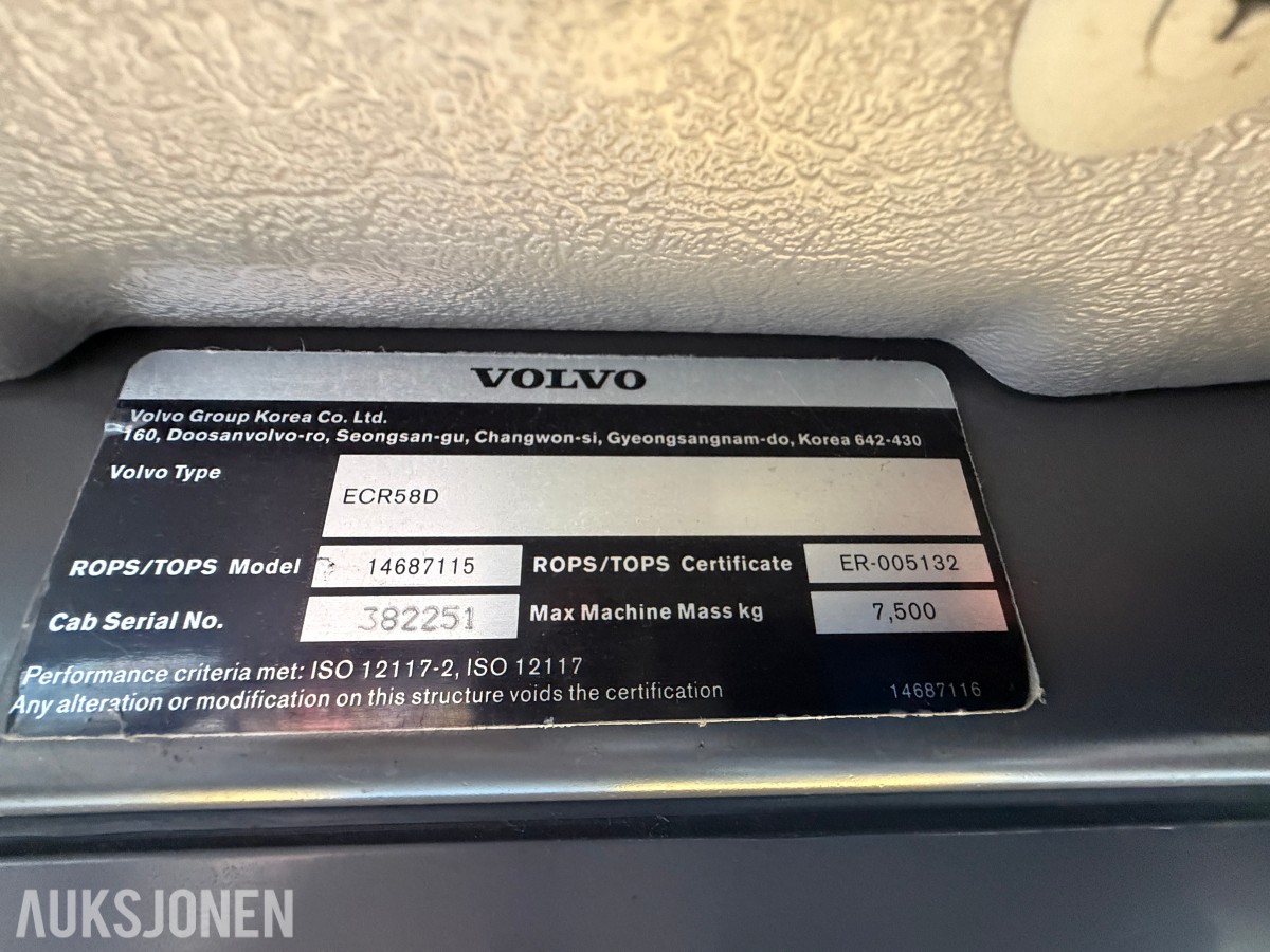2015 Volvo ECR58D / Rail/skinnegående / Rototilt / Bæreskuffe + 3x skuffer