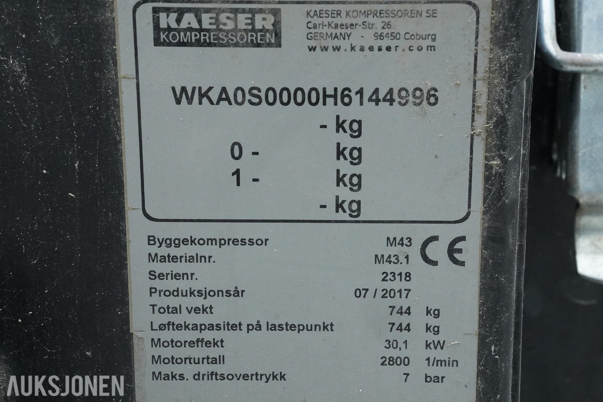 2017 Kaeser M43 kompressor