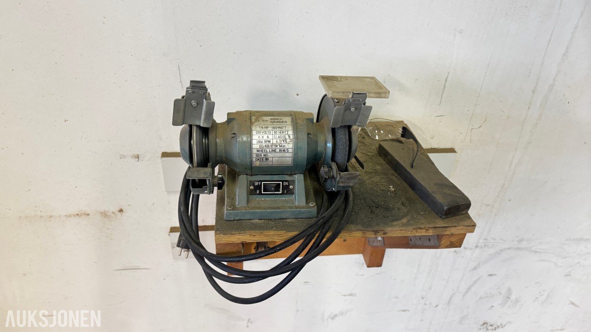 Dobbel benkeslipemaskin / smergelsliper – 180 W – 2850 o/min – 220 V