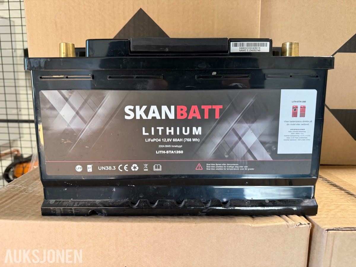 3 stk. SKANBATT Lithium LiFePo4, 12V 60Ah Bluetooth BMS 200CA