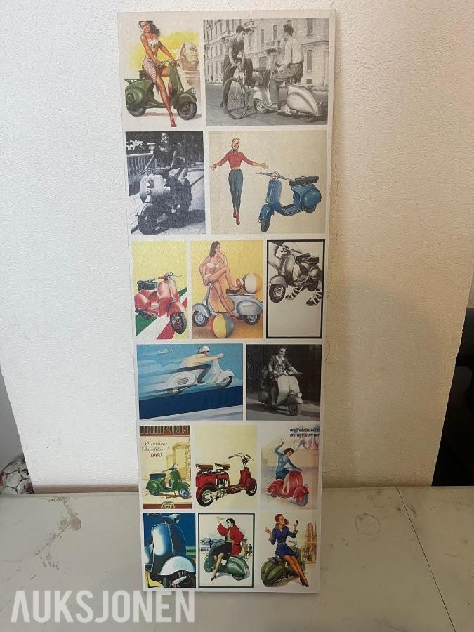 Vespa Retro veggdekorasjon på lerret – 2 stk.