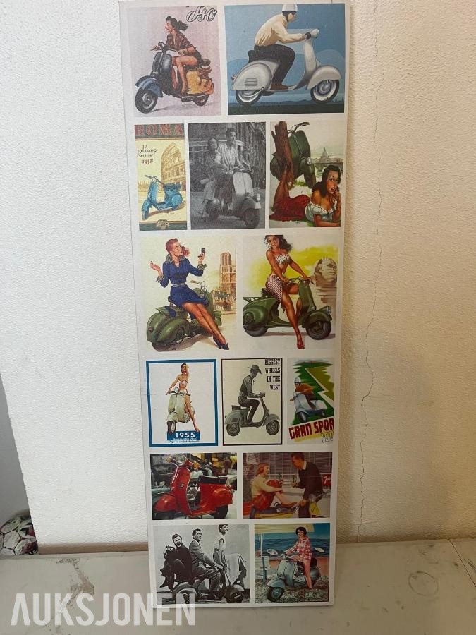 Vespa Retro veggdekorasjon på lerret – 2 stk.