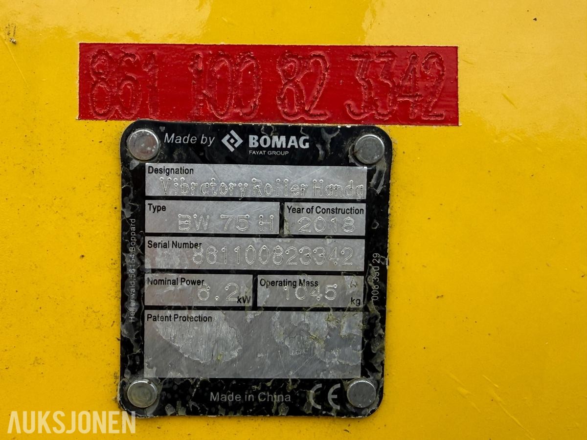 2018 Bomag BW75 H tandemvals / vibrovals