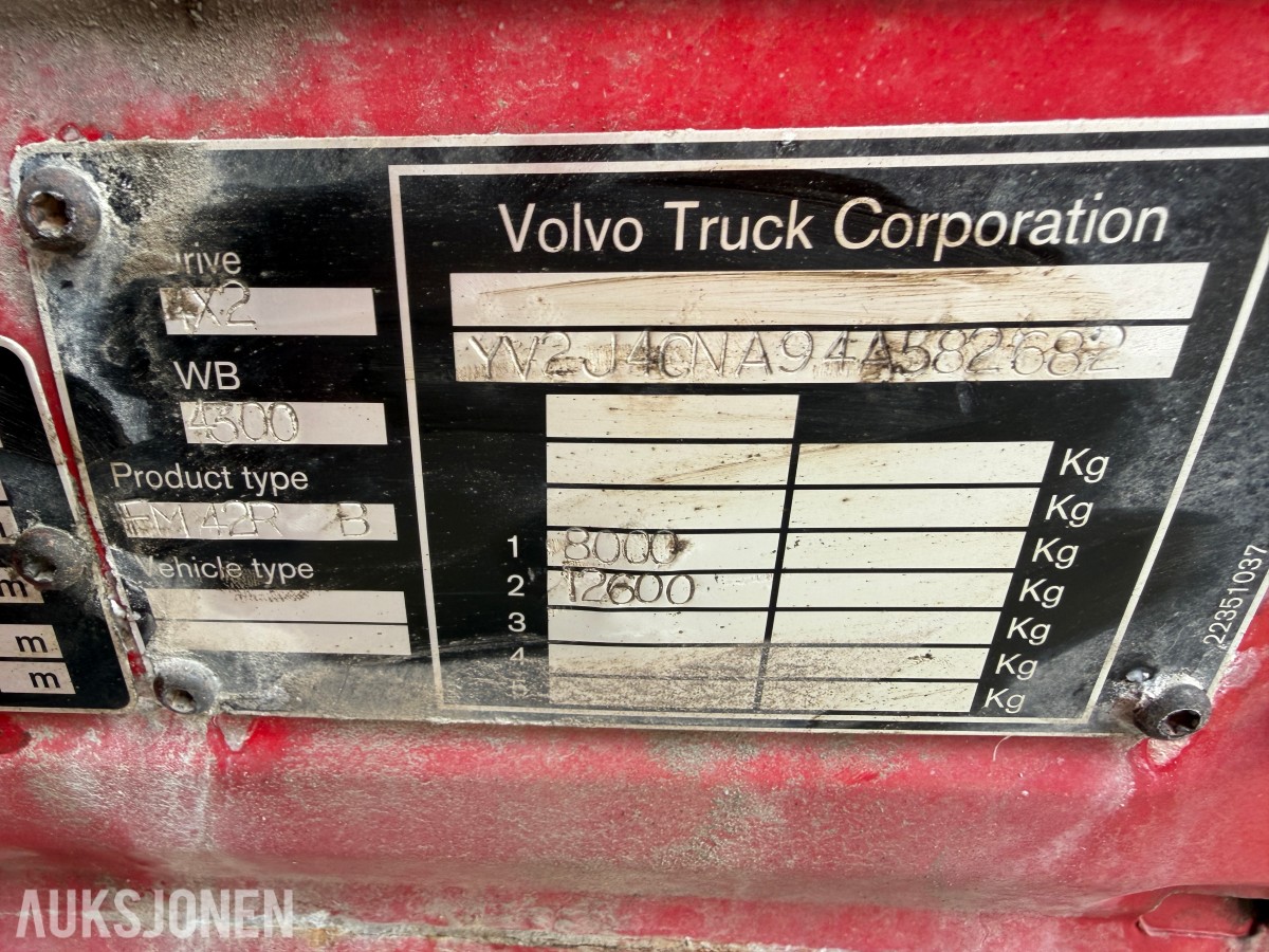 2004 Volvo FM9 Krokløftbil, Multilift 14 tonn