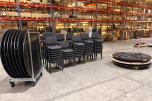 79 konferansestoler & 11 runde bankettbord med bordtralle