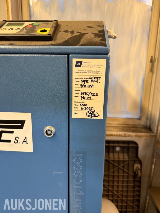 Drytec DMC 11 skruekompressor – 11 kW – 500L tank – Kjøletørke – 2019