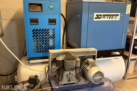 Drytec DMC 11 skruekompressor – 11 kW – 500L tank – Kjøletørke – 2019