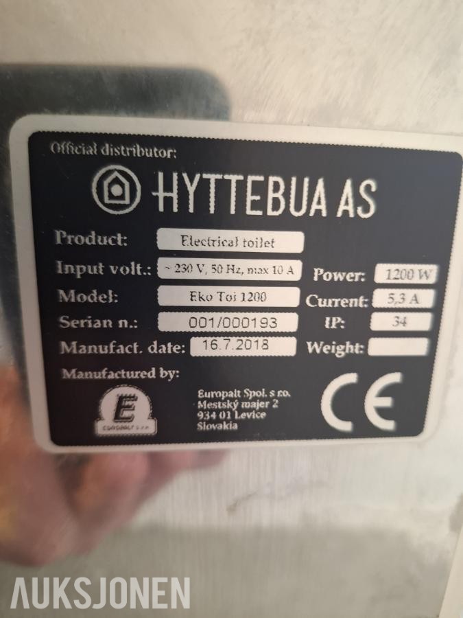 Forbrenningstoalett 2019 Ekotoi 1200 V2 *Ingen minstepris*