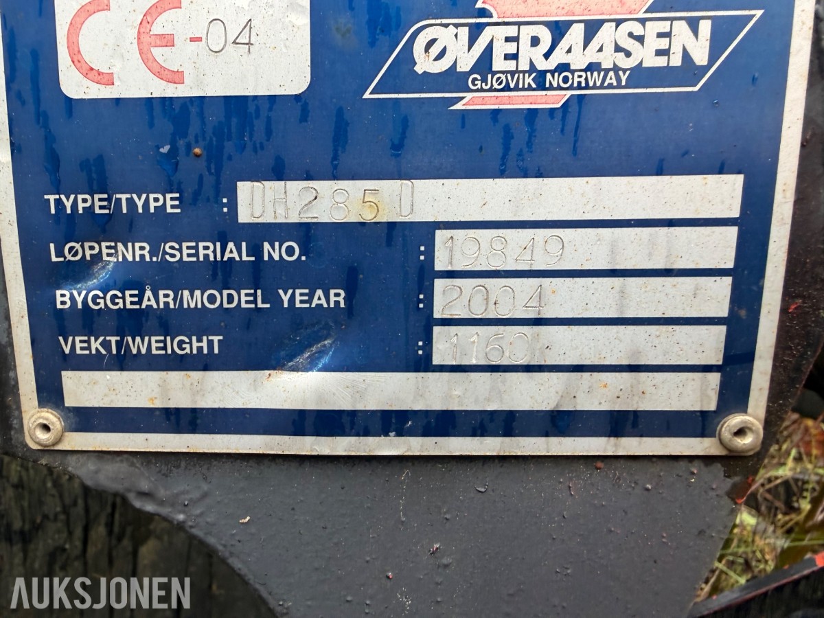 2004 mod. Øveraasen DH285D Plog til lastebil