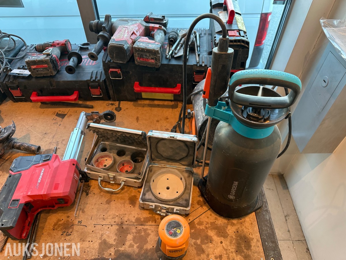 Verktøyparti med Milwaukee, Metabo, Makita, Hilti og Hammermax