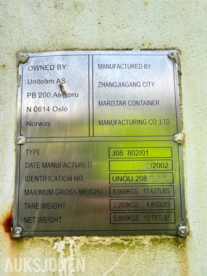 2002 Maristar Container - 8 fot - ca 10 m3