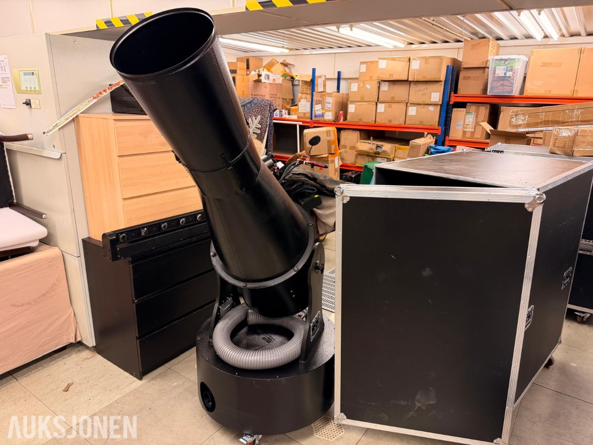Konfettikanon med fjernkontroll, justerbart utskytningsrør og flightcase