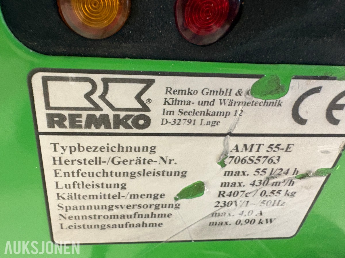 REMKO AMT 55-E byggavfukter 55 liter/døgn – 230V