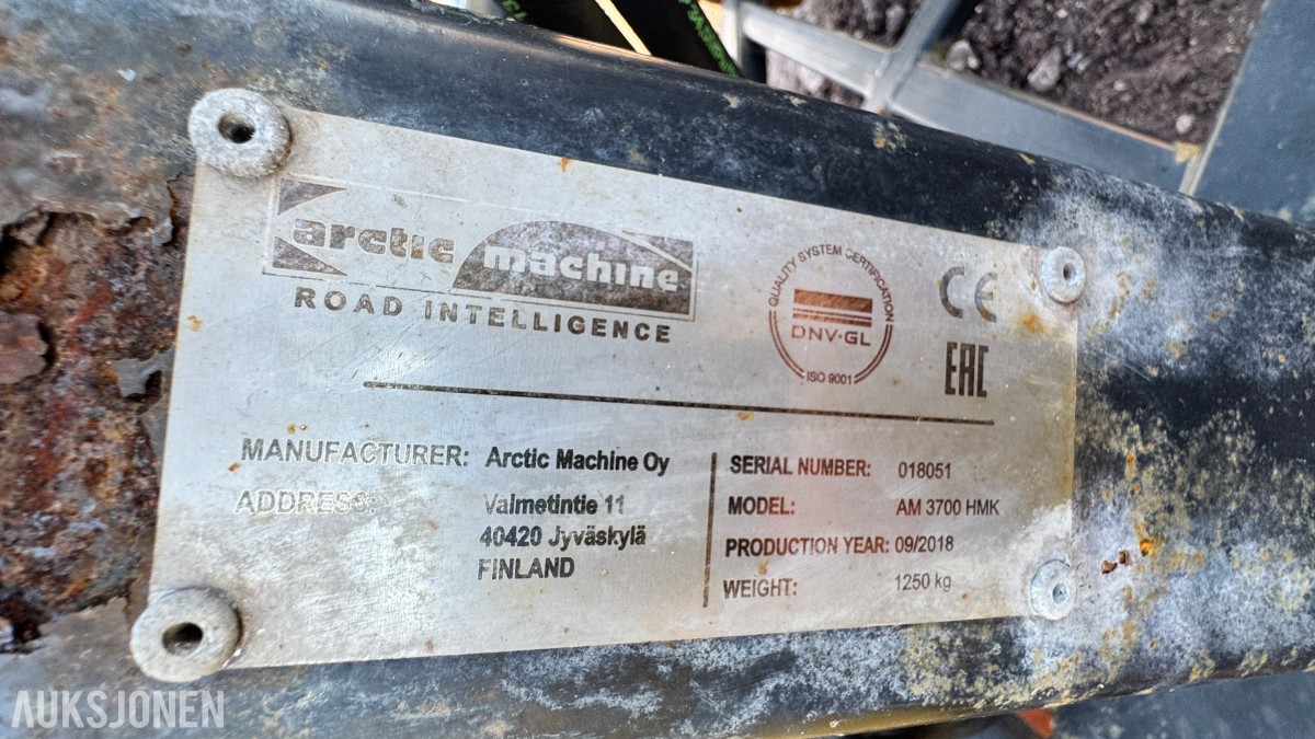 2018 Arctic Machine AM3700 HMK brøyteplog – 3,7 meter