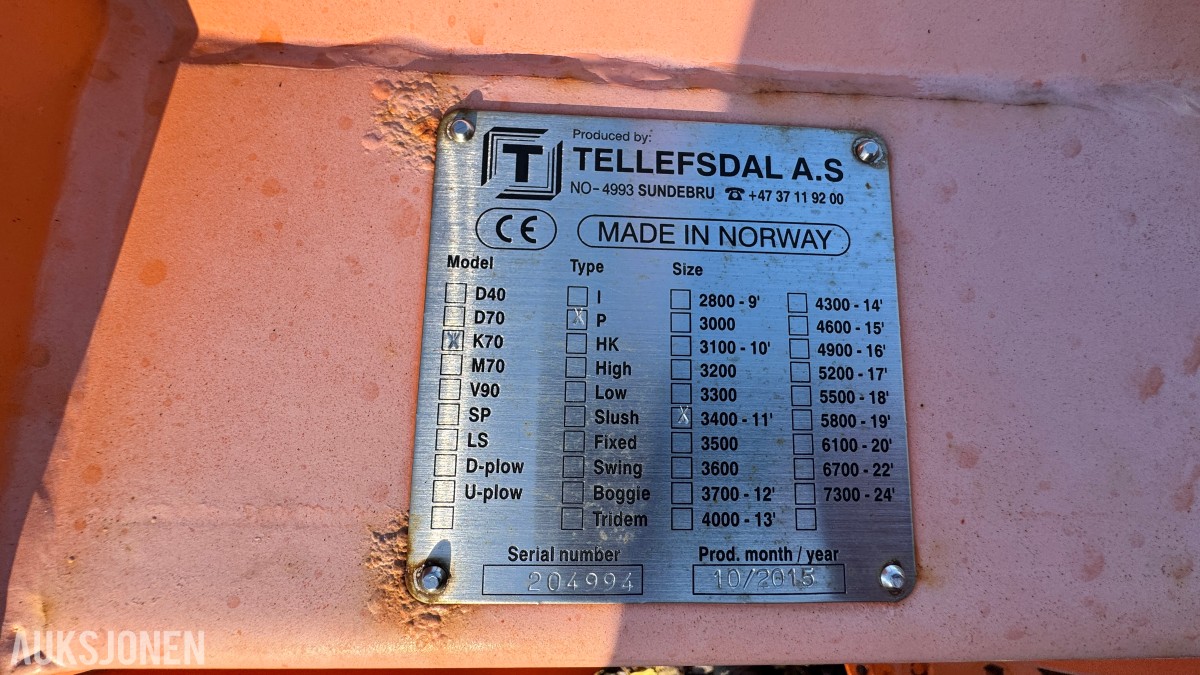 2015 Tellefsdal K70P 3400-11 kombinasjonsplog