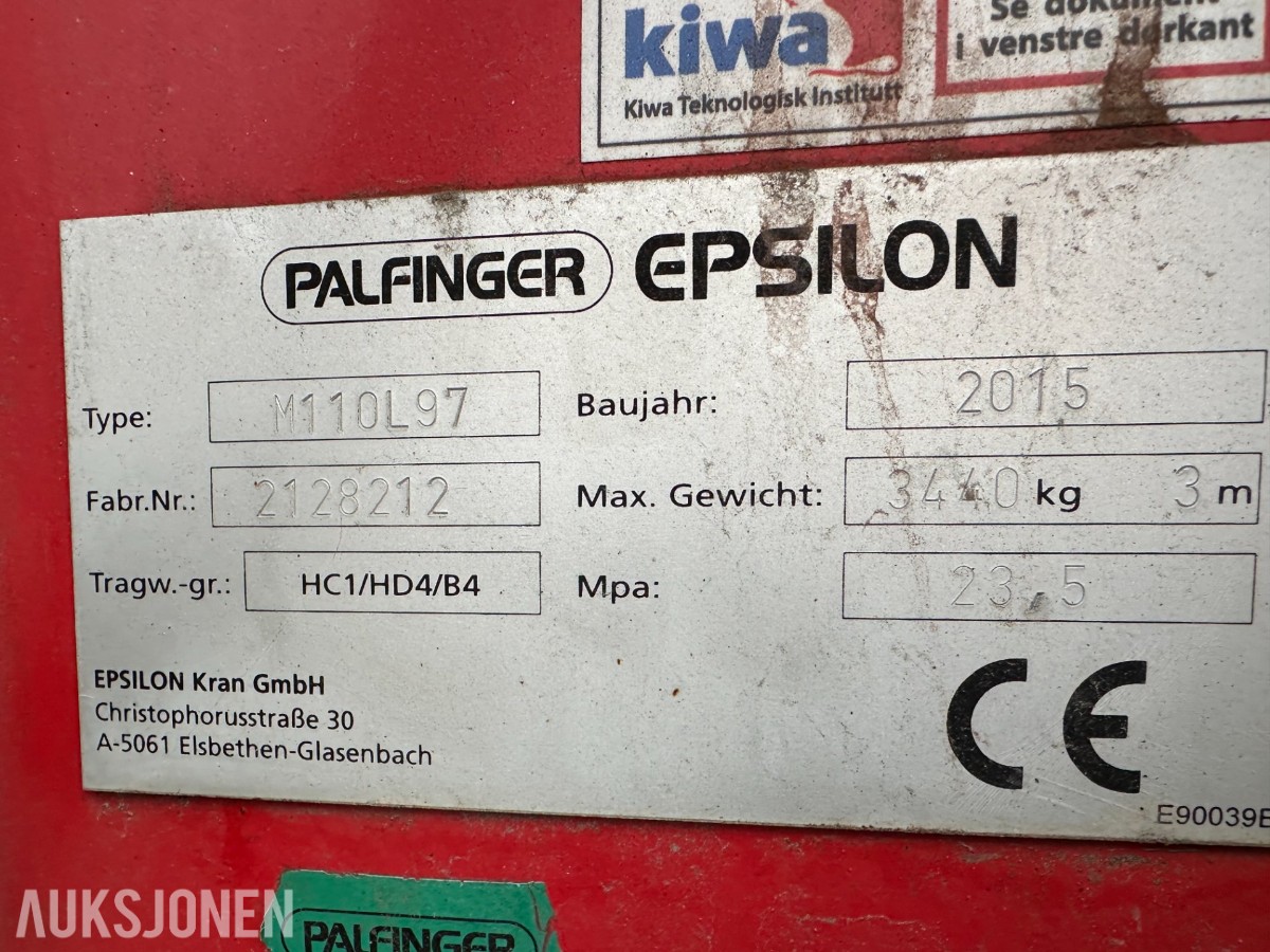 2015 Krokkasse med Palfinger Epsilon M110L97 tømmerkran