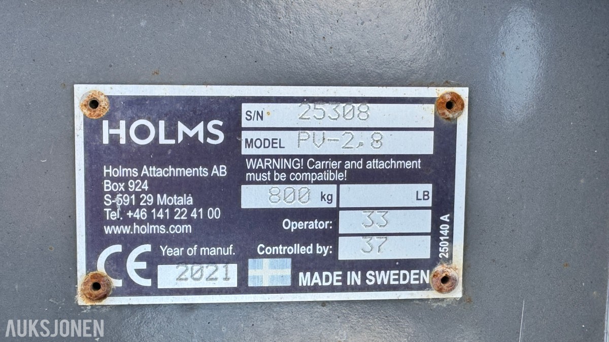 2021 Holms PV-2.8 vikeplog – 2,8 meter