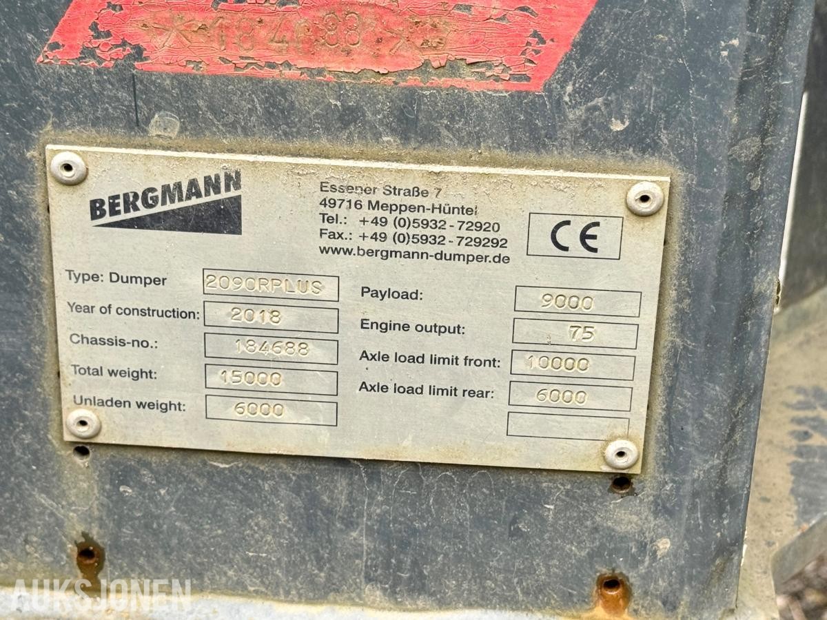 2018 Bergmann 2090RPLUS Minidumper – 1204 Timer