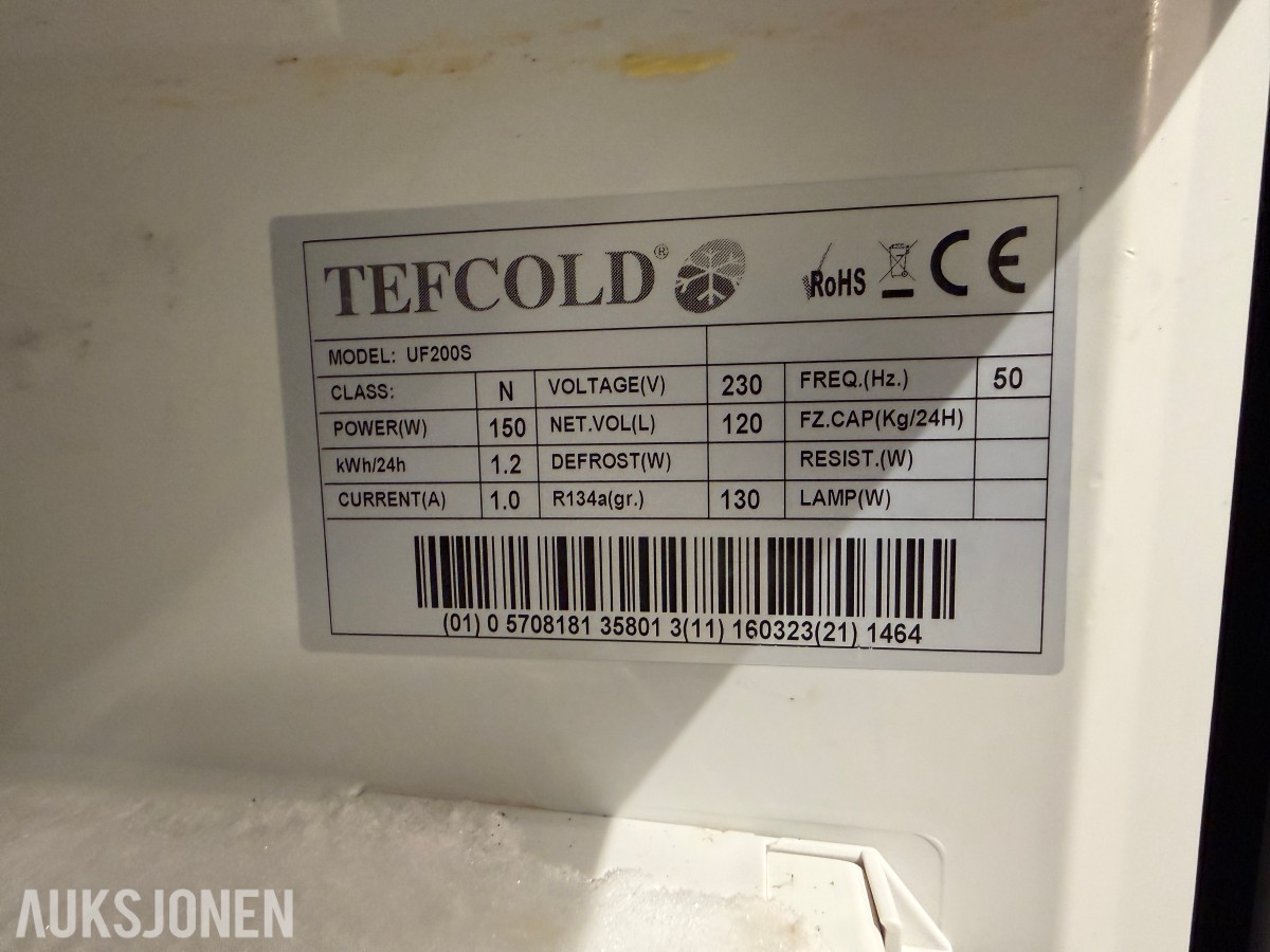 TEFCOLD UF200S fryseskap i rustfritt stål 120 liter