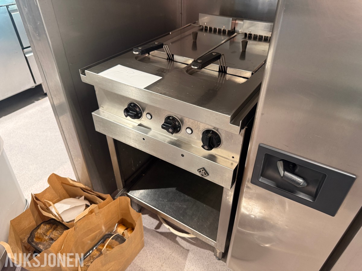 MKN dobbel frityrkoker i rustfritt stål med understell