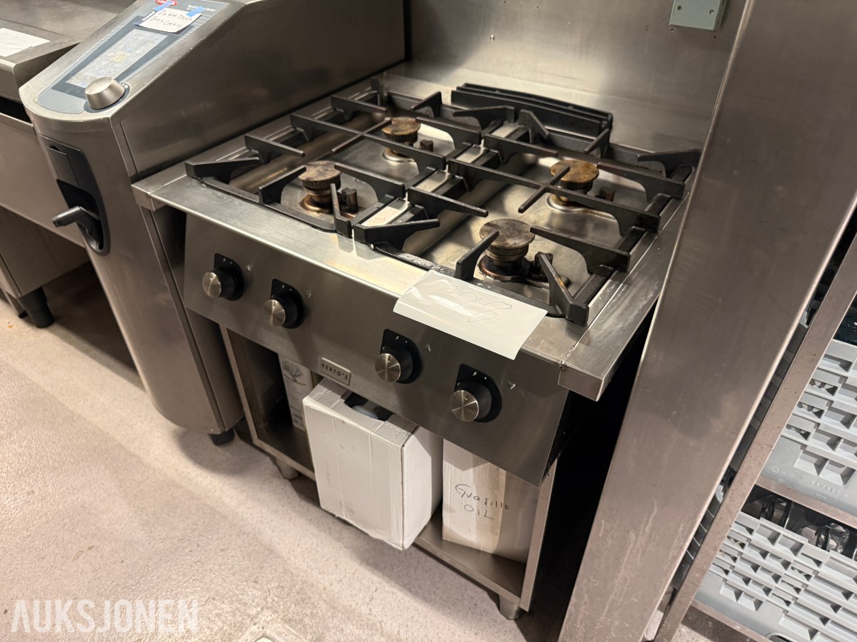 Berto's S900 4-bluss gasskomfyr med underskap