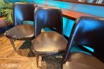 4 stk. restaurantstoler med mørkebrunt trekk og treben