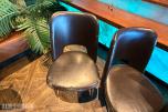 4 stk. restaurantstoler med mørkebrunt trekk og treben