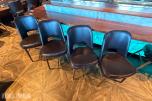 4 stk. restaurantstoler med mørkebrunt trekk og treben