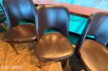 4 stk. restaurantstoler med mørkebrunt trekk og treben