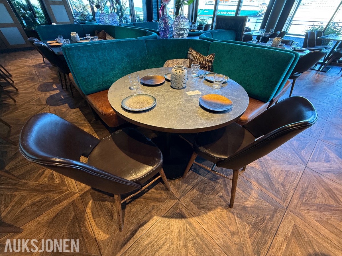 Rundt restaurantbord Ø100 cm med 2 stoler