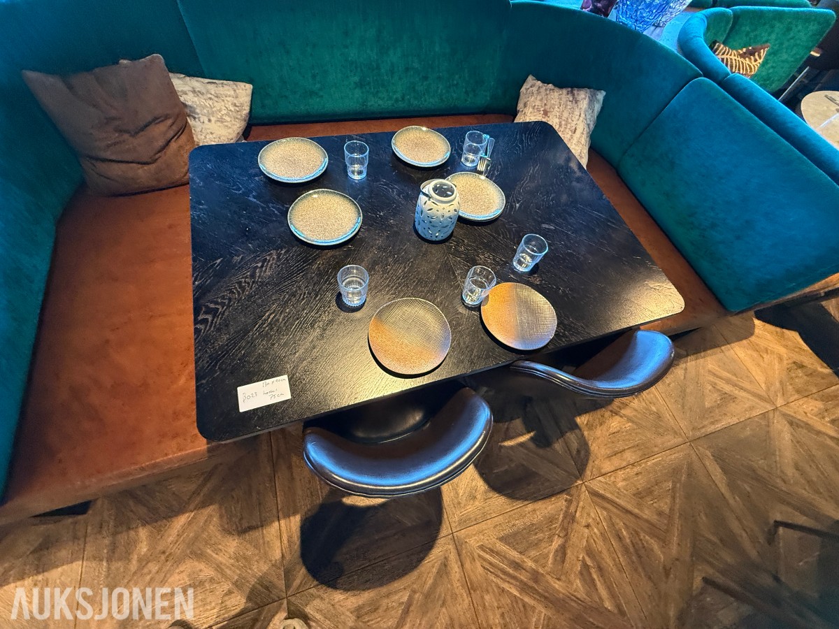 ektangulært restaurantbord med 2 stoler – 130 x 90 cm