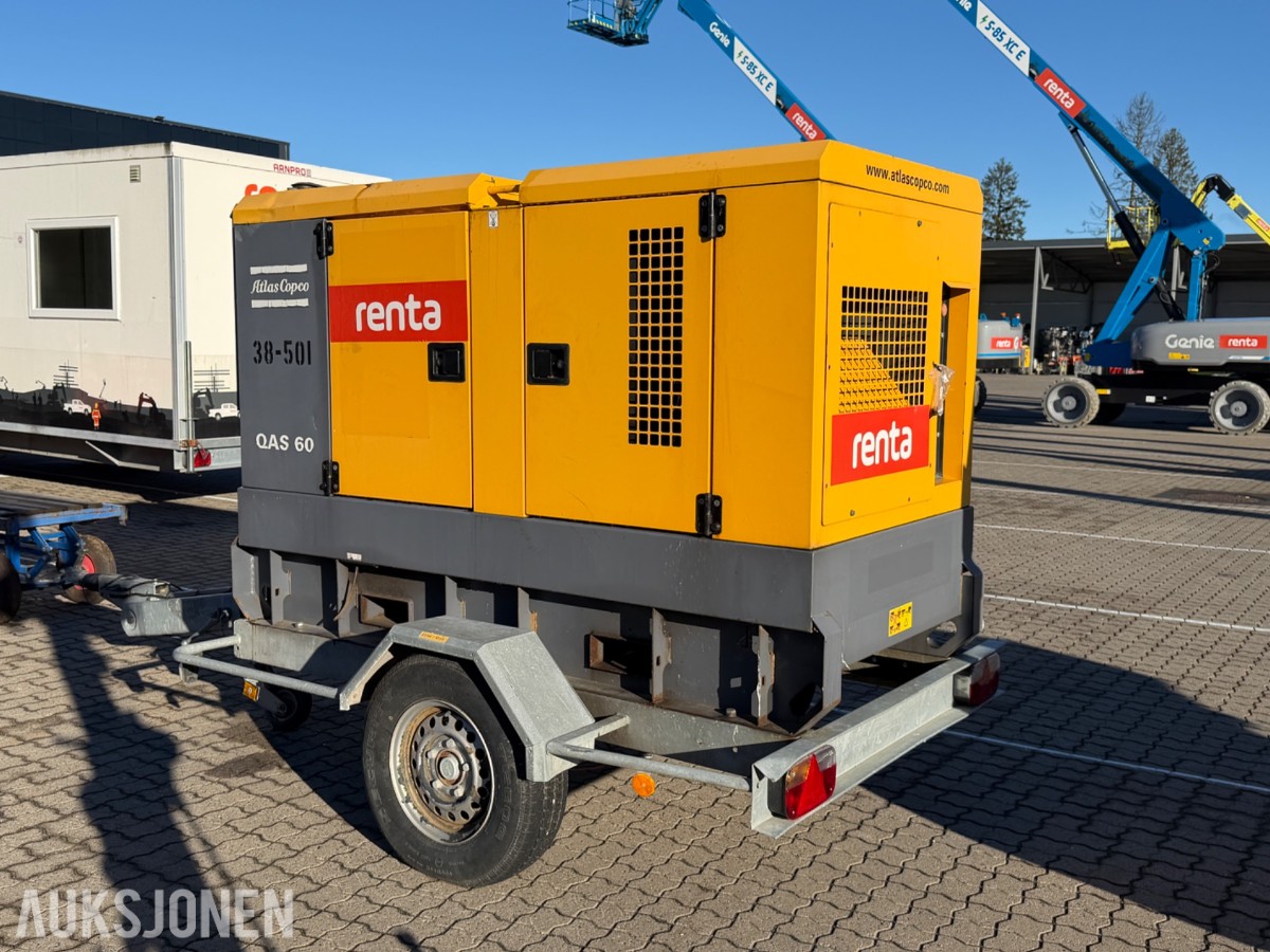 2015 Atlas Copco QAS 60 strømaggregat på tilhenger