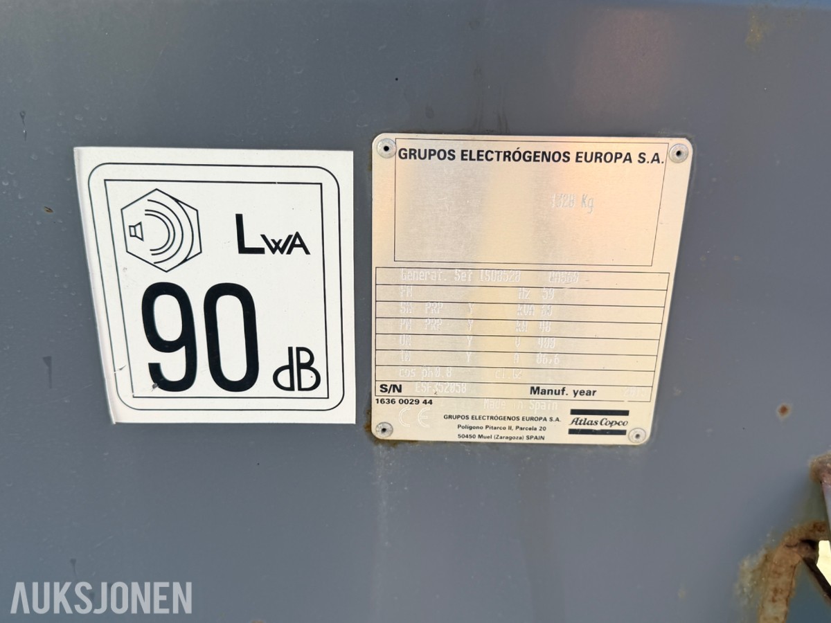 2015 Atlas Copco QAS 60 strømaggregat på tilhenger