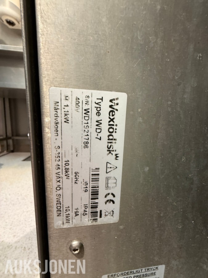 Wexiödisk WD-7 – profesjonell hetteoppvaskmaskin – 400V – 2019