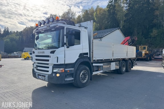 2009 Scania P380 6x2*4 kranbil med plan og Palfinger PK16502 kran