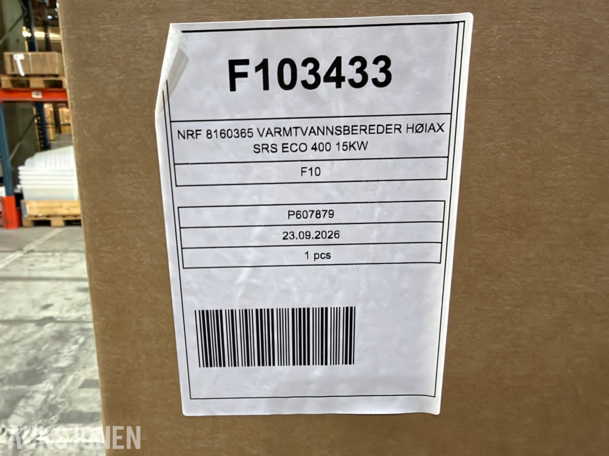 2026 Høiax SRS ECO 400 15 kW varmtvannsberedere. 