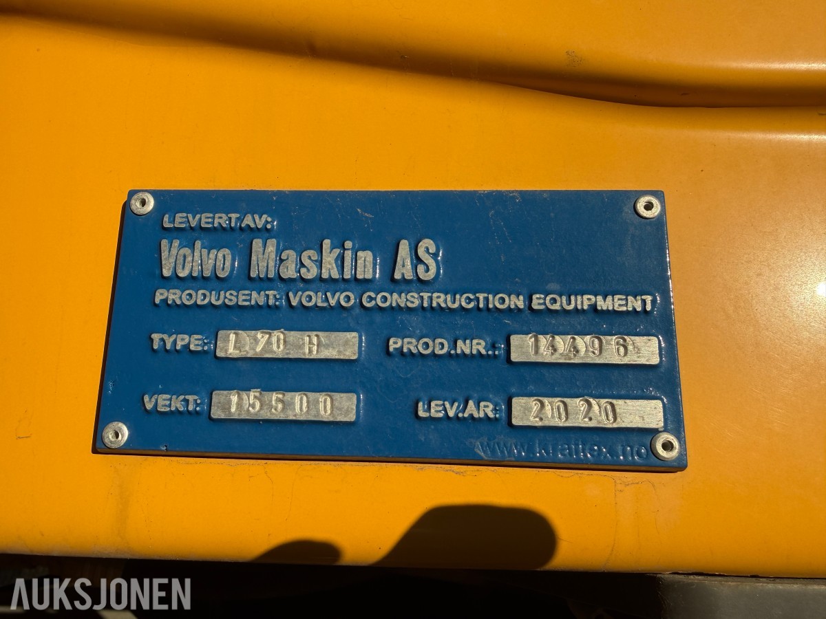 2020 Volvo L70H Hjullaster, 2514 t / skuffe, spakestyring