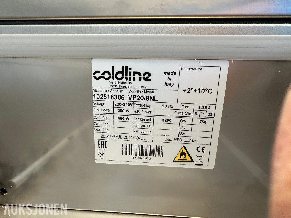 Coldline VP20/9NL | Kjølt ingrediensrenne | Rustfritt stål