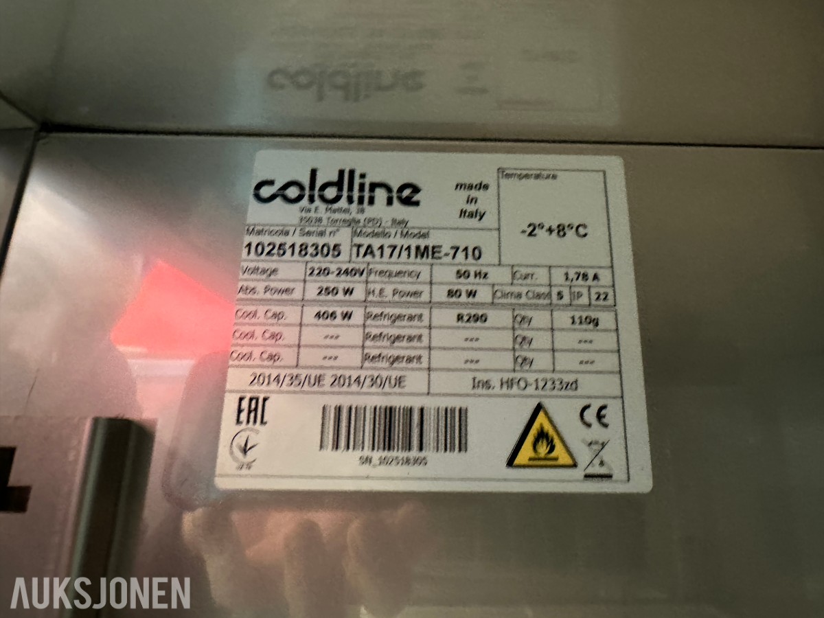 2025 Coldline TA17/1ME-710 kjølebenk | 3 dører | Rustfri
