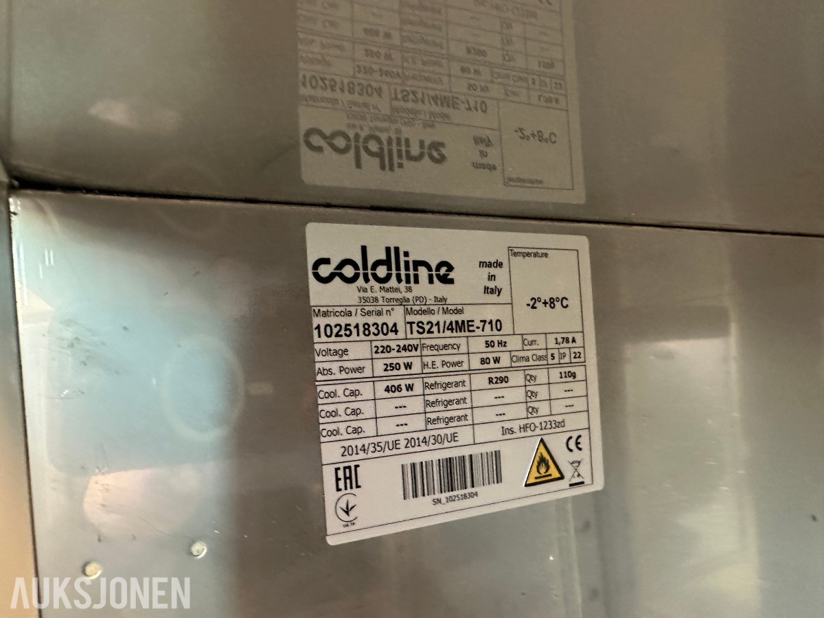 2025 Coldline TS21/4ME-710 kjølebenk | 4 skuffer | 2 dører