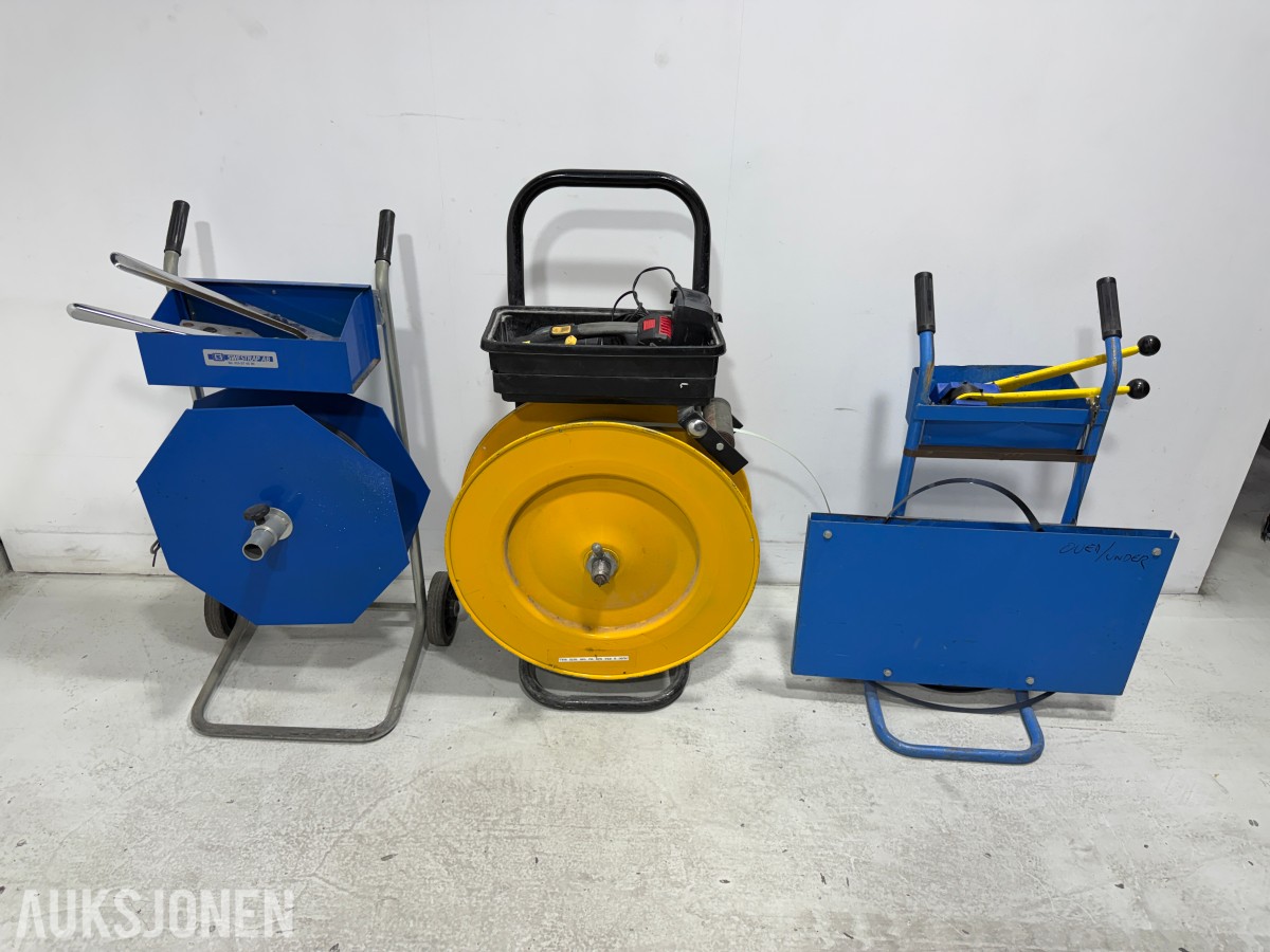 3 stk båndvogn / stroppemaskiner for emballering