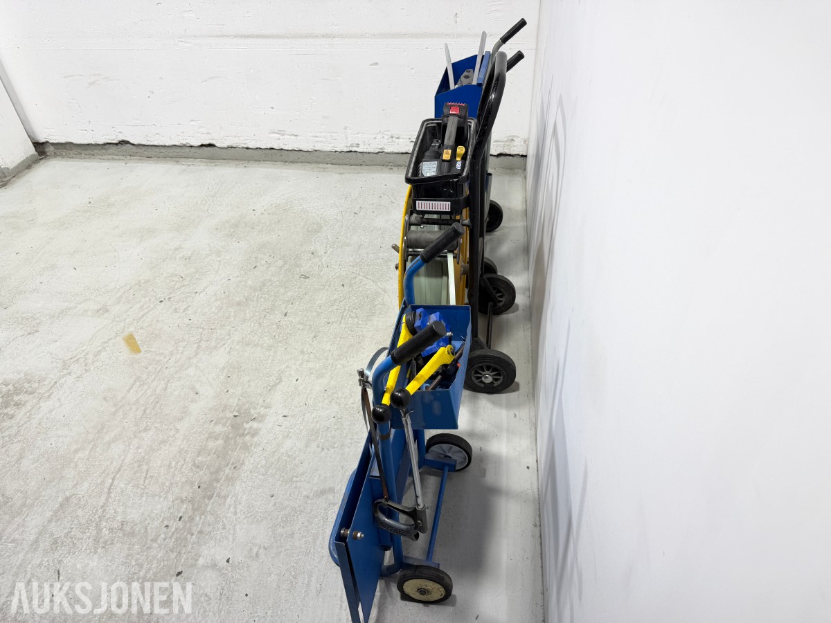 3 stk båndvogn / stroppemaskiner for emballering